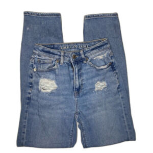 AMERICAN EAGLE Jeans Distressed Stretch Skinny Denim Med Wash Womens 000 Blue